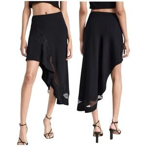 A.L.C. NWT Black Dixie Asymmetrical Lace Cutout Ruffle Skirt Size 14 Lightweight